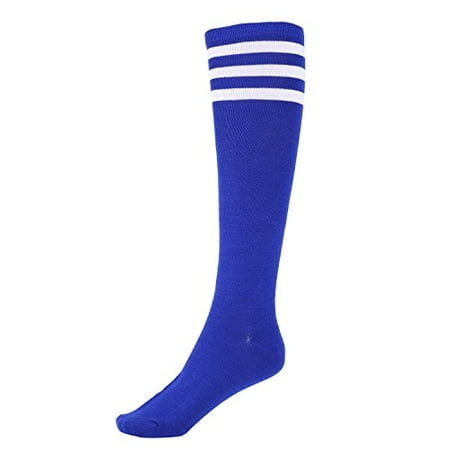 white knee high socks with blue stripes