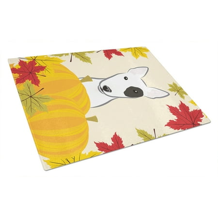 

Caroline s Treasures Bull Terrier Thanksgiving Glass Cutting Board Large