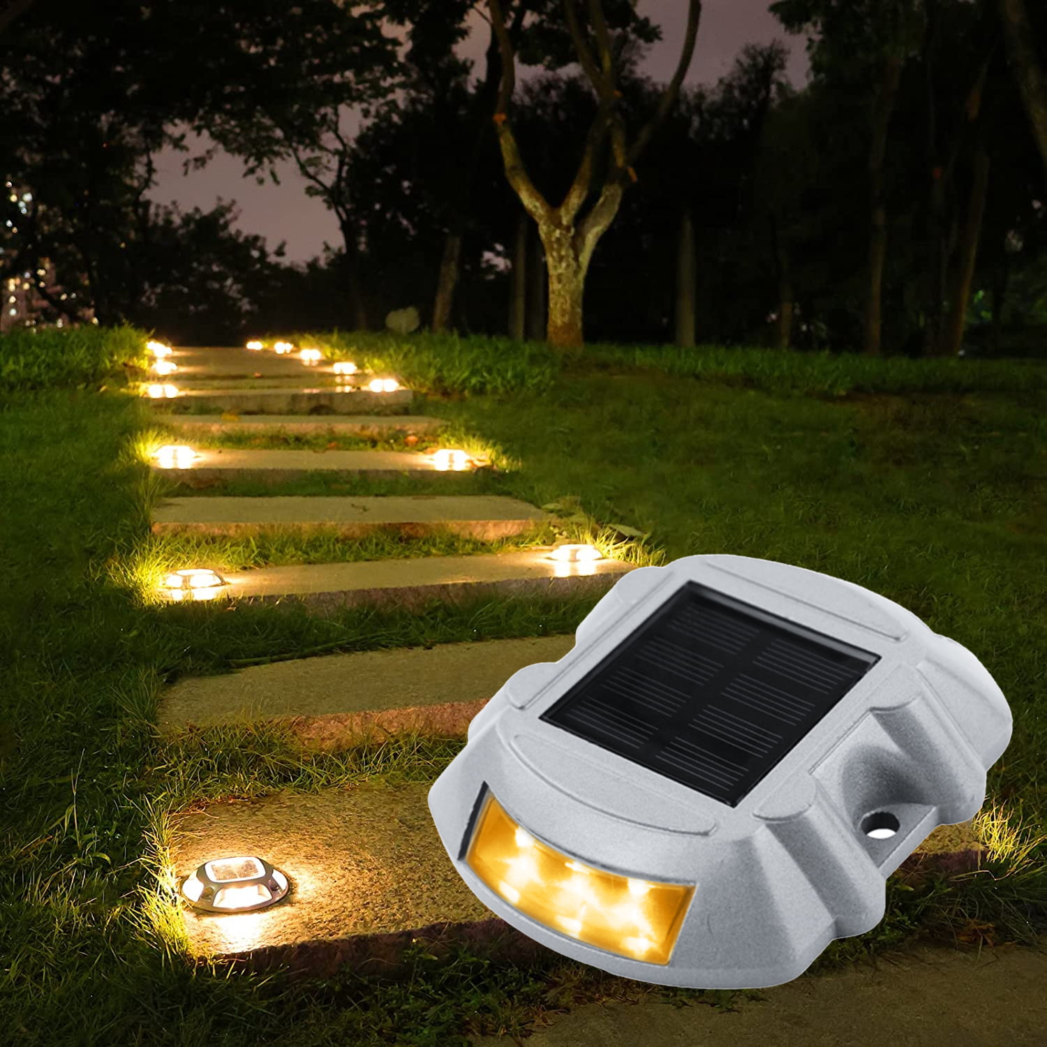 20 Pack Solar LED Pathway Driveway Lights Dock Path Step Road Safety Markers BT 