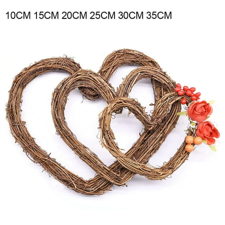 

Wirlsweal Unique Rattan Wreath Base Round/Heart Shape Wedding Party Decoration DIY Parts