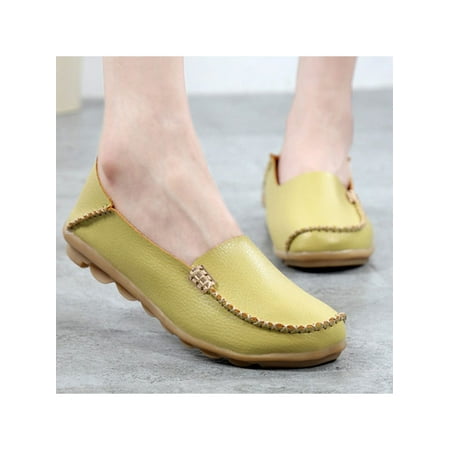 

Zodanni Women Comfortable Leather Loafers Slip on Soft Driving Shoes Casual Flat Shoes