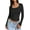Black, variant on Womens Long Sleeve Shirts Crop Tops Basic Double Layering Tight Slim Fit T Shirts Winter Clothes 2024