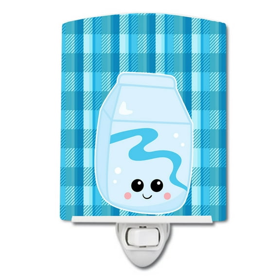 Blue Plaid and Milk Ceramic Night Light