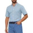 thumbnail image 4 of Camisas de hombre INSPIRE CHIC con cuello puntiagudo, de manga corta, a cuadros, con botones, camisa de vestir, L azul y blanco, 4 of 6