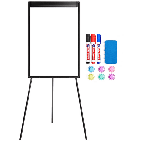 Portable Adjustable Height Tripod Magnetic 36 x 24inch Dry Erase Whiteboard, Black Frame