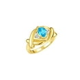 thumbnail image 6 of RYLOS Rings for Women 14K Gold Plated Silver Ring XOXO Hugs & Kisses 7X5MM Gemstone & Diamond December Blue Topaz Jewelry Size 9, 6 of 7