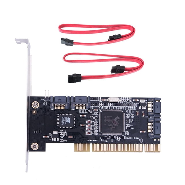 Tarjeta de expansión interna PCI SATA de 4 puertos con dos cables SATA para PC de escritorio, compatible con disco duro SATA.