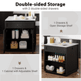 thumbnail image 3 of Yoneston 82.7" Kitchen Island with Extendable Dining Table with Double Layer Storage and Power Outlet, Rolling Kitchen Cart with 2 Drawers 2 Door 2 Side Open Shelves for Kitchen Dining Room, Black, 3 of 8
