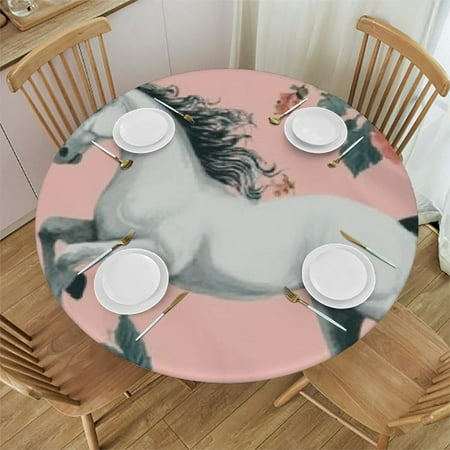 

Patifu Flower Round Tablecloth 100% Polyester Washable for Home Kitchen Outdoor Decoration 54 -58