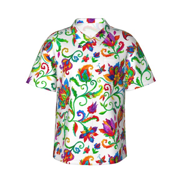 Saiise Paisley Print Hawaiian Shirt for Men,Personalized Funny Men's and Women's face Hawaiian Shirts for Men Short Sleeve,X-Large