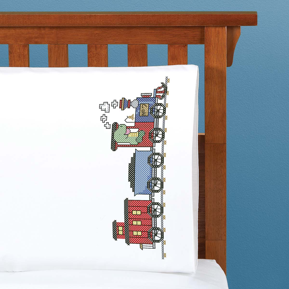 Herrschners® All Aboard Kid's Pillowcase Stamped CrossStitch Kit