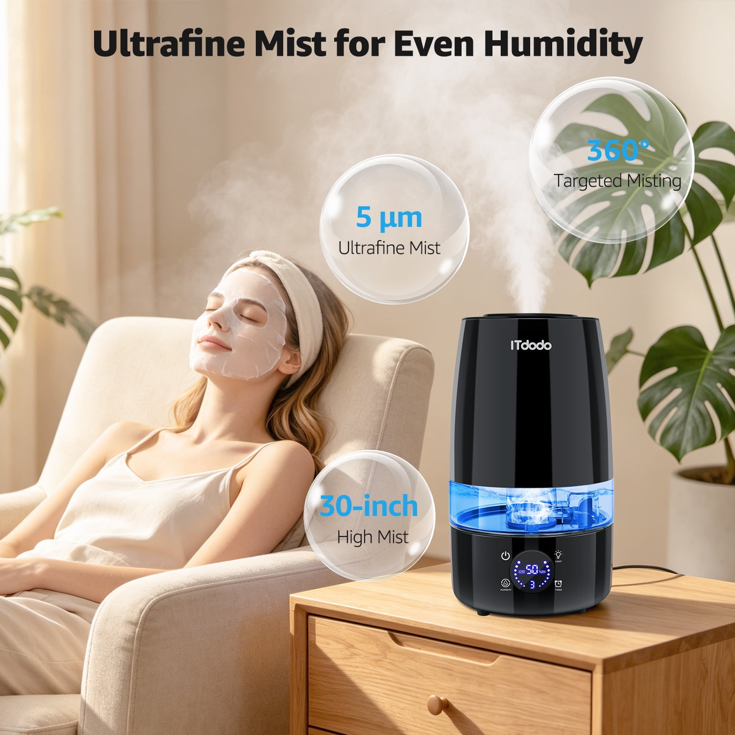ITdodo 4.5L Top Fill Humidifier with Auto Humidity Control photo 8