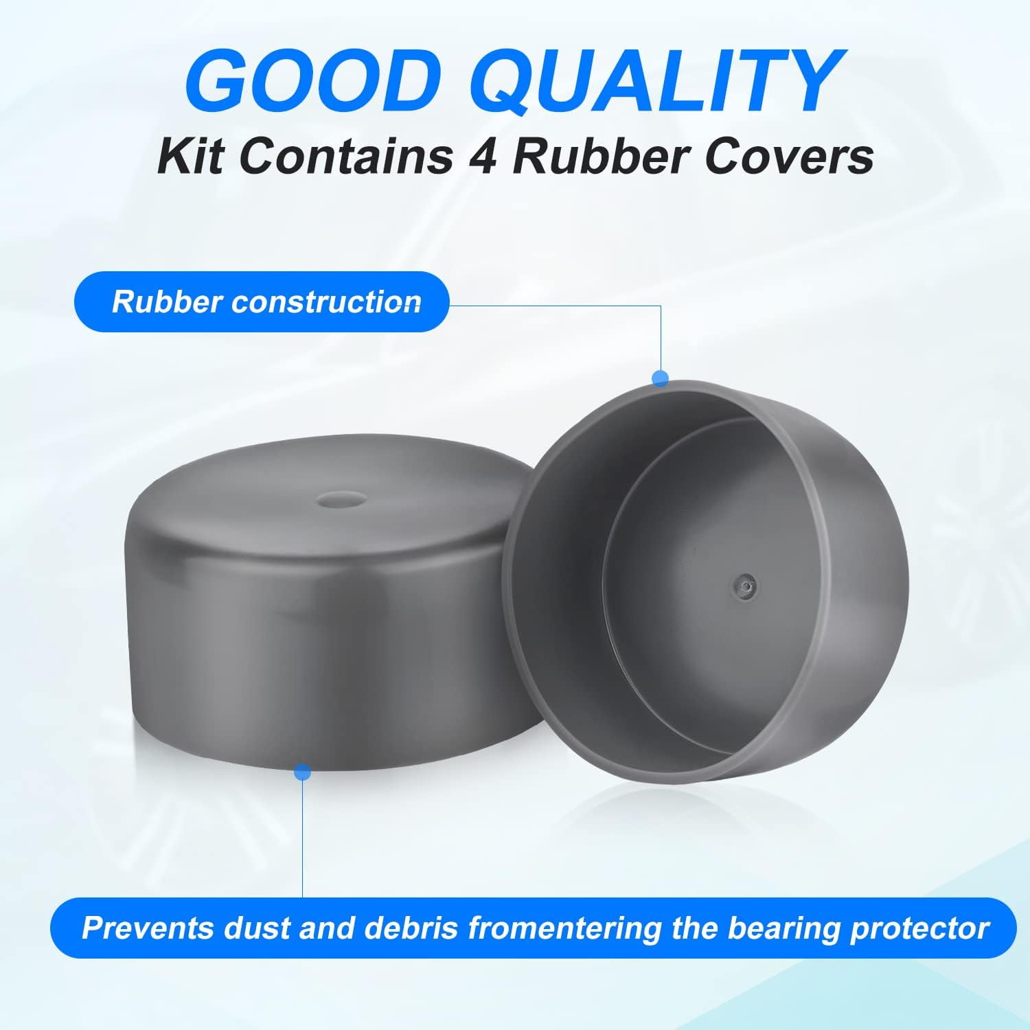 MEETOOT 4-Pack 1.98 Inch Black Rubber Bearing Protector Caps - Trailer Wheel Hub Dust Covers