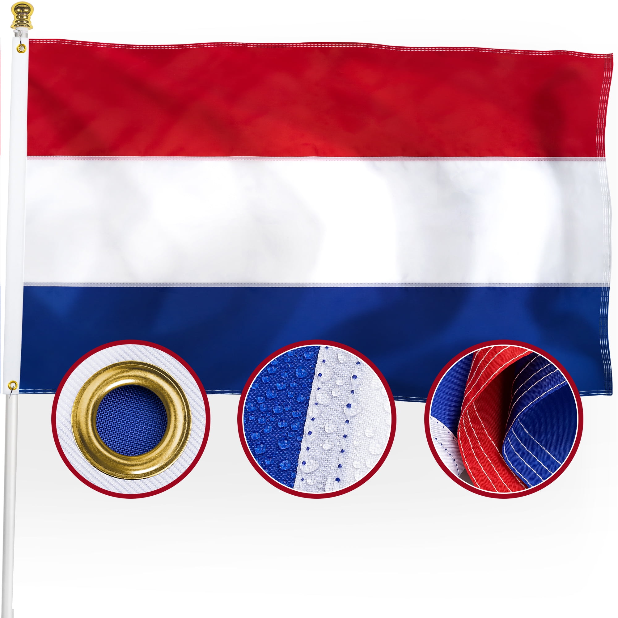 DANF Netherlands Dutch Flag 3x5 Outdoor, Double Sided Heavy Duty 210D