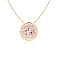 thumbnail image 1 of Angara Collier en Morganite Naturel - Pendentif Solitaire Rond en Morganite avec Lunette en Or Jaune 14K pour Femmes, 1 of 8