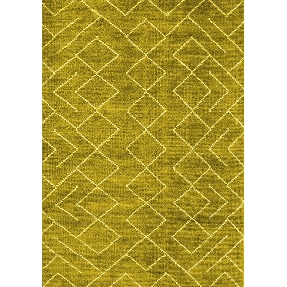 Ahgly Company Indoor Rectangle Abstract Yellow Contemporary Area Rugs, 5' x 8'