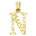 thumbnail image 1 of 14k Solid Gold Nugget Initial Pendant Necklace, Personalized Letter Jewelry, Gifts for Her Letter N with 18 inch Chain, 1 of 2