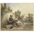thumbnail image 2 of Jacob Joseph Eeckhout 14x12 Gold Ornate Wood Frame and Double Matted Museum Art Print Titled - Blind Man with Girl, Begging on the Side of a Country Road (1803 - 1861), 2 of 4