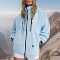 thumbnail image 2 of ITSAME Womens Hoodie Jacket Zip-Up Long Sleeve Loose Fit Outdoor Waterproof Windbreaker Light Blue Size XL, 2 of 7