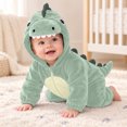 thumbnail image 5 of CUZIBR Baby Dinosaur Onesie Boy Girl Hooded Fuzzy Romper Zip Up Long Sleeve Soft Jumpsuit,Green,6-9 Months, 5 of 9