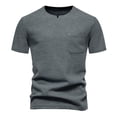 thumbnail image 2 of Mens Waffleknit T Shirts with Pocket Short Sleeve V Neck Tees Tops Casual Solid Color Pullover Slim Basic Going-Out Loungewear Work Tshirts Shirt, 2 of 5