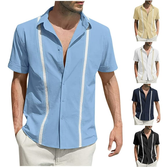 BinBiL Men's Business Button Up Casual GOLF Shirt Short Sleeve Cardigan Lapel Shirts Comfort Lightweight Summer GOLF Shirts White XL(XL)