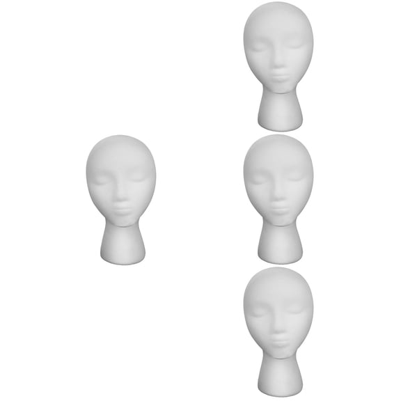 4 Pack Chain Change Foam Mannequin Head Hat Shops Miss 28X21CM White