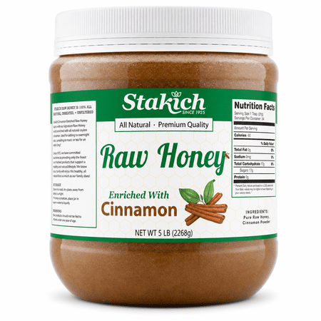 Stakich Cinnamon Enriched Raw Honey, 5.0 Lb
