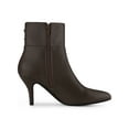 thumbnail image 3 of BLISSFUL STEP Women's Pointy Toe Buckle Stiletto Heels Ankle Boots Coffee 8, 3 of 7