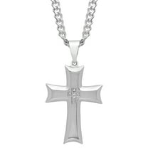Men's Stainless Steel Diamond Accent Cross Pendant Necklace