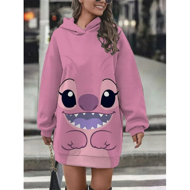 Sudadera con capucha de Disney Stitch para mujer vestido de sueter informal de calle moda de viento Simple regalo de cumpleanos Top nuevo Bodega Aurrera en linea
