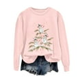 thumbnail image 5 of UngA Christmas Sweatshirts Women Casual Christmas Tree Pullover Shirt Long Sleeve Xmas Vacation Party Clothes Top Sweatshirt Women (Pink,M), 5 of 6