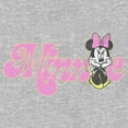 thumbnail image 2 of Junior's Minnie Mouse Distressed Retro Pink Logo Sweatshirt Heather Gray Large, 2 of 2