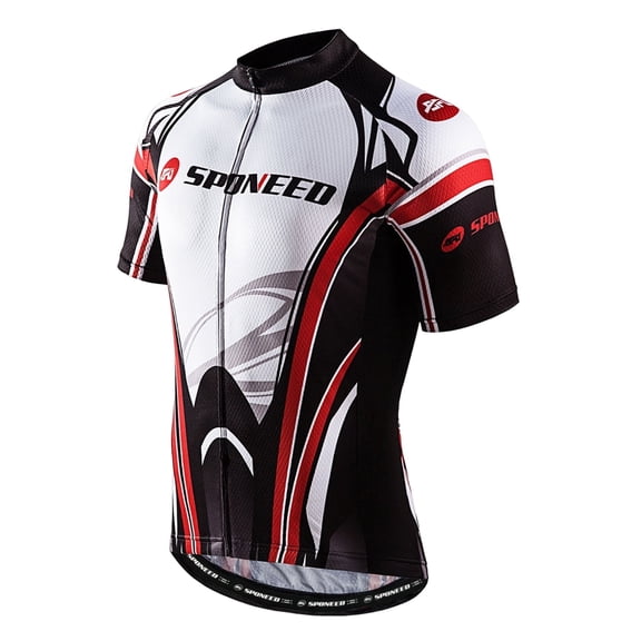 Cycling Jersey Short Sleeve, Biking Tops Lightweight Full Zipper Bicycles Clothes Red S