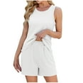 thumbnail image 2 of Ndbuld Womens Pajamas 2 Piece Lounge Sets Striped Short Sleeve T Shirts Drawstring Shorts Matching Set Holiday Gift Finder White XL, 2 of 8