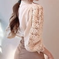 thumbnail image 5 of Women Elegant Lace Trim Shirts Casual Victorian Blouse Long Sleeve Button Down Tops Color XXL, 5 of 8