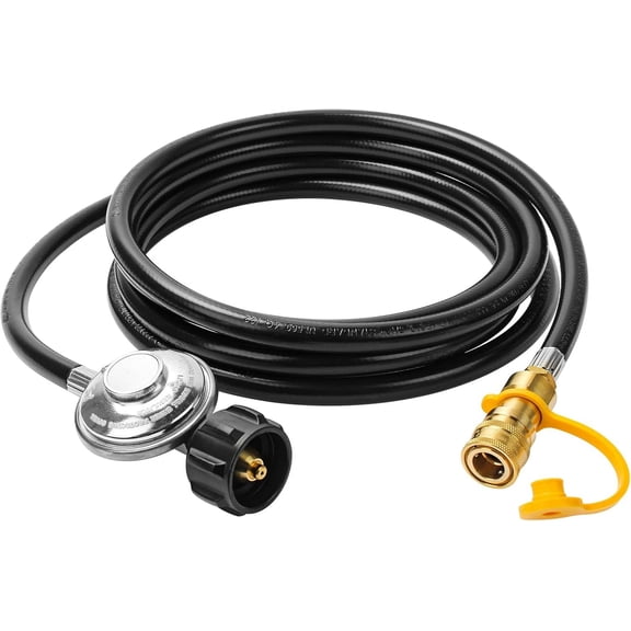 F271803 12ft Propane Hose with Regulator Fit for Big Buddy 3/8 Gas Quick Connect Disconnect,Propane Heater Hose Assembly to QCC1 Propane Tank for Indoor Outdoor Heater Gas Grill Connectors
