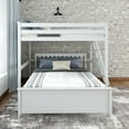 thumbnail image 2 of Plank+Beam Solid Wood Bunk Bed, L Shaped Full-Over-Queen Bed Frame with Ladder on End, White, 2 of 8