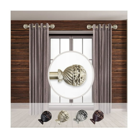 Side Curtain Rod Set - 1" Steel Rod, Adjustable 12-20" - 2 Piece Decor