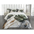 thumbnail image 3 of Ambesonne Monstera Quilted Bedspread Set 3 Pcs, Marble Mid Century Boho, King Size, Dimgray Hunter Green, 3 of 5