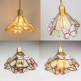 thumbnail image 6 of Kiven Plug in Pendant Light, Farmhouse Hanging Light Fixture with Remote and Stained Glass Lampsade, E26 Socket Dimmable Pendant Light for Bedroom Hallway Kitchen DZ0488, 6 of 7