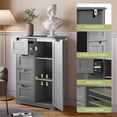 thumbnail image 5 of Small Pantry with Door and Shelves, 33'' Kitchen Pantry Cabinet Freestanding Wooden Bathroom Storage Cabinet with 4 Drawers for Kitchen and Dining Room, Gray, 5 of 16
