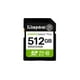 thumbnail image 1 of Tarjeta De Memoria SD Kingston 512GB Canvas Select Plus Gen3 Lectura 150MBps Clase 10 UHS-I U3 V30 F multicolor, 1 of 6
