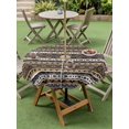 thumbnail image 4 of Outdoor Tablecloth with Umbrella Hole for Patio/Picnic/Party/Camping, Brown Black Boho Waterproof Table Cloth Round Cover Washable, Vintage Tribal Striped Southwestern (Dia 54"), 4 of 9
