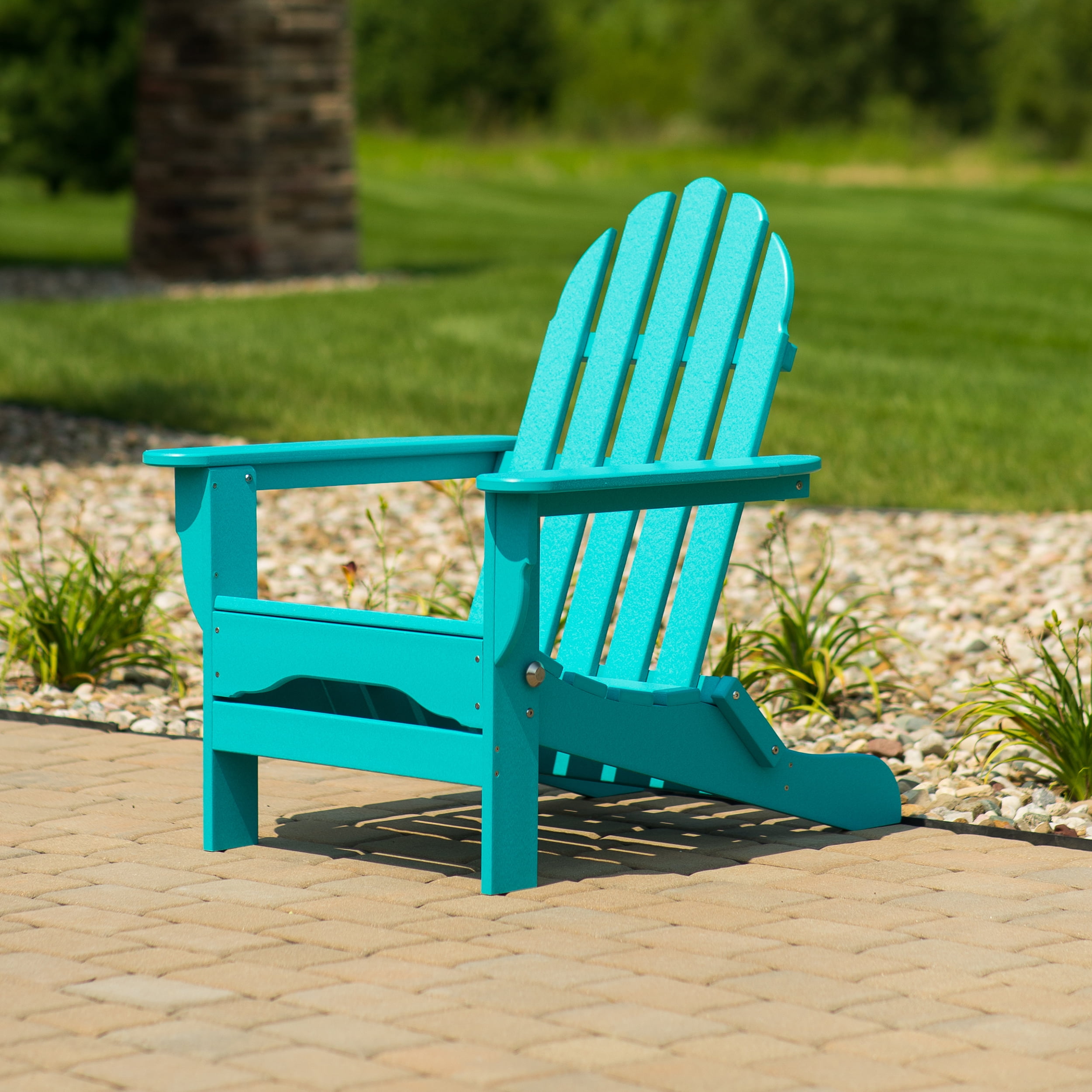 DuroGreen Folding Adirondack Chairs Made With All-Weather Tangent Lumber, Set of 4, Oversized, High End Patio Furniture for Porch, Lawn, Deck, or Fire Pit, No Maintenance, Made, Aruba