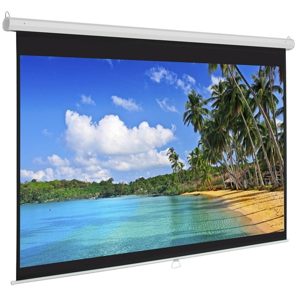 Best Choice Products 119in Hd Indoor Pull Down Manual Widescreen Projector Screen For Home Theater Office White Walmart Com Walmart Com