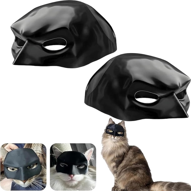 Máscara de murciélago y gato, 2 piezas, máscara de murciélago y gato de cabeza completa para cosplay, sombrero estilo murciélago para Halloween para gatos, accesorios divertidos y creativos para disfr