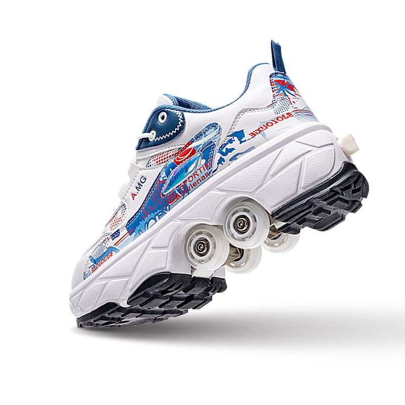 Roller Skates for Women Men, Shoes with Wheels for Girls, Kick Rollers Shoes Retractable for Boys, Adult Parkour Quad Roller Shoes, Inline Skates Children's Outdoor Skates