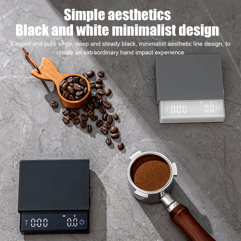 Suodoka Mini Digital Coffee Scale with Timer, 2kg/0.1g High Precision Type-C Rechargeable Espresso Scale, Portable Kitchen Scale for Pour Over Coffee with Silicone Insulation Cover, Black