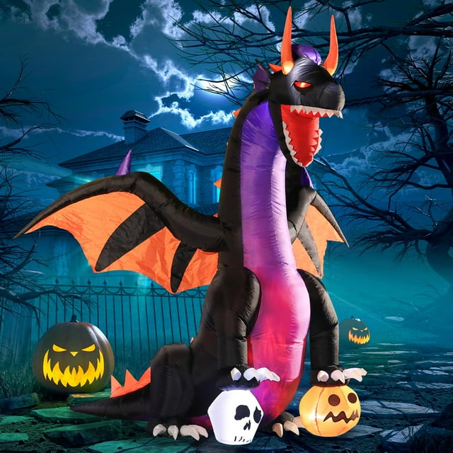 Dragón inflable DomKom para Halloween con LED, 213 cm